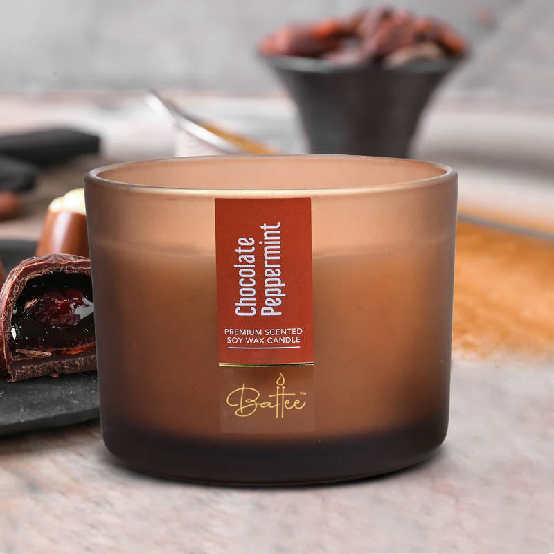 CHOCOLATE PEPPERMINT 3 WICK SCENTED CANDLE